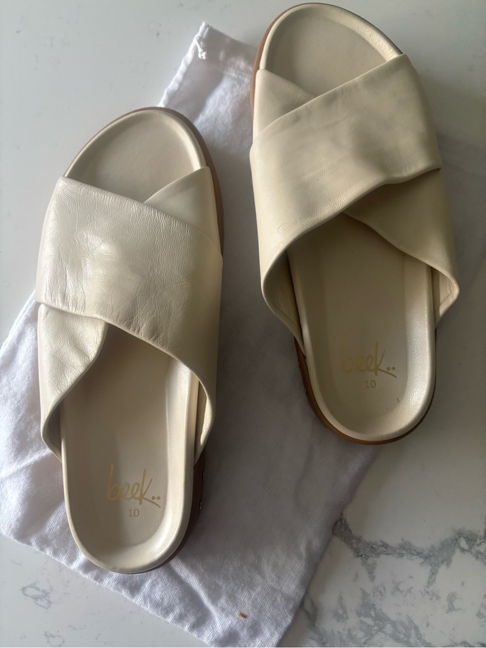 beek Ivory Crisscross Slide Sandals - Women's